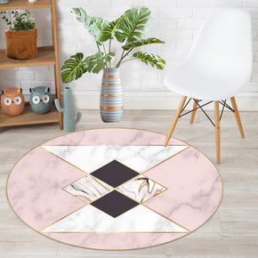 Modern Pink Round Geometric Geometric Simplicity Polyester Carpets Patterned Area Rugs for Living Room Dining Room Kids room