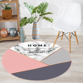 Modern Grey Pink Round Geometric Simplicity Polyester Carpets Patterned Area Rugs for Living Room Dining Room Kids room