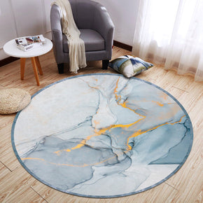 Blue Simplicity Modern Round Geometric Polyester Carpets Patterned Area Rugs for Living Room Dining Room Kids room