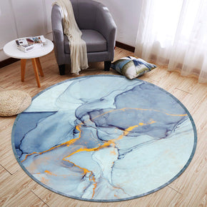 Modern Round Blue Area Rugs Simplicity Geometric Polyester Carpets Patterned for Living Room Dining Room Kids room
