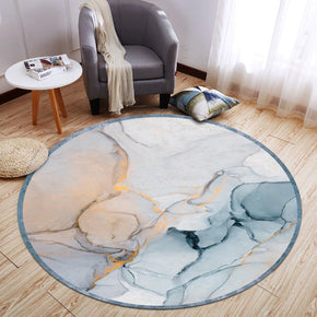 Modern Round Blue Area Rugs Simplicity Polyester Carpets Patterned for Living Room Dining Room Kids room