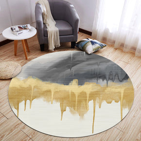 Grey Yellow Modern Round Area Rugs Simplicity Polyester Carpets Patterned for Living Room Dining Room Kids room