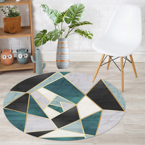 Geometric Green Modern Round Area Rugs Simplicity Polyester Carpets Patterned for Living Room Dining Room Kids room