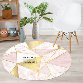 Geometric Modern Pink Round Area Rugs Simplicity Polyester Carpets Patterned for Living Room Dining Room Kids room