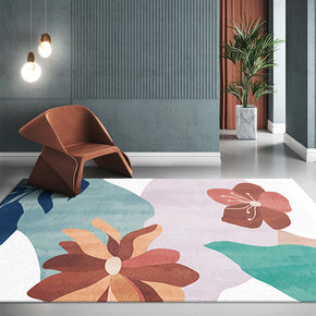 Pink Floral Modern Super Soft Polyester Carpets Pattern Rugs for Living Room Dining Room Bedroom Hall Office