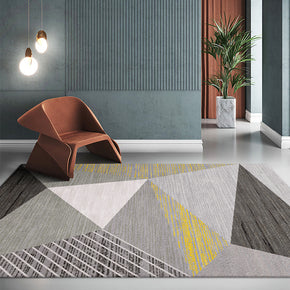 Super Soft Modern Grey Moroccan Geometry Polyester Carpets Pattern Rugs for Dining Room Living Room Bedroom Hall Office