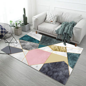 Multi-colour Irregular Pattern And Gold Thread Modern Simple Contemporary Geometric Rugs for Living Room Dining Room Bedroom