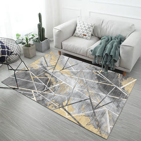 Grey Yellow Pattern And Lines Modern Simple Contemporary Geometric Rugs for Living Room Dining Room Bedroom
