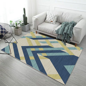 Blue Yellow Arrow Pattern Modern Simple Contemporary Geometric Rugs for Living Room Dining Room Bedroom