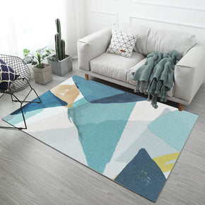 Blue Grey Colour Block Pattern Modern Simple Contemporary Geometric Rugs for Living Room Dining Room Bedroom