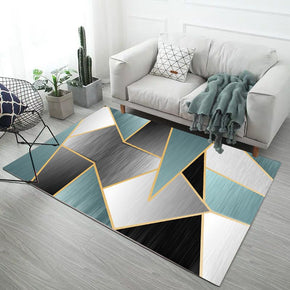 Blue Black Grey Irregular Pattern Modern Simple Contemporary Geometric Rugs for Living Room Dining Room Bedroom