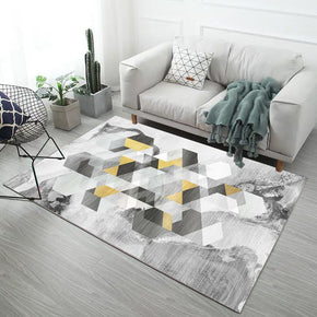 Black Yellow Hexagon Pattern Modern Simple Contemporary Geometric Rugs for Living Room Dining Room Bedroom