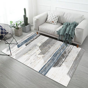 Blue Grey Striped Patterns Modern Simple Contemporary Geometric Rugs for Living Room Dining Room Bedroom
