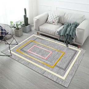 Multicolour Rectangle Pattern Grey Modern Simple Contemporary Geometric Rugs for Living Room Dining Room Bedroom