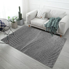 Black Grey Lines Pattern Modern Simple Contemporary Geometric Rugs for Living Room Dining Room Bedroom