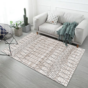 Brown Black Lines Pattern Modern Simple Contemporary Geometric Rugs for Living Room Dining Room Bedroom