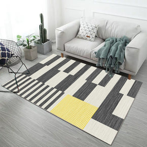 Black White Geometric Pattern Modern Simple Contemporary Geometric Rugs for Living Room Dining Room Bedroom
