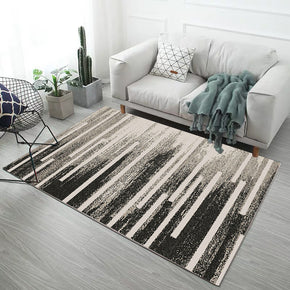Black Striped Pattern Modern Simple Contemporary Geometric Rugs for Living Room Dining Room Bedroom