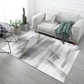 White Grey Geometric Pattern Modern Simple Contemporary Geometric Rugs for Living Room Dining Room Bedroom