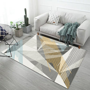 Multi-Coloured Diamond And Lines Pattern Modern Simple Contemporary Geometric Rugs For Living Room Dining Room Bedroom