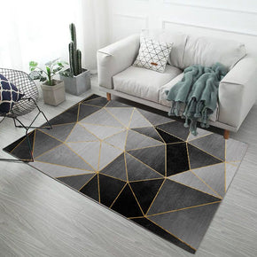 Black And Grey Triangle Geometric Pattern Modern Simple Contemporary Geometric Rugs For Living Room Dining Room Bedroom