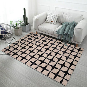 Black Four-pointed Stars Pattern Modern Simple Contemporary Geometric Rugs For Living Room Dining Room Bedroom