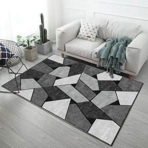 Black Grey Irregular Graphics Pattern Modern Simple Contemporary Geometric Rugs For Living Room Dining Room Bedroom