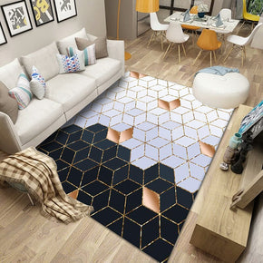 Black Geometric Modern Pattern Rugs Polyester Carpets for Living Room Dining Room Bedroom Hall Office