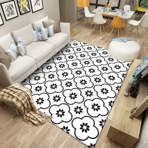 Black White Geometric  Modern Geometric Pattern Rugs Polyester Carpets for Living Room Dining Room Bedroom Hall Office