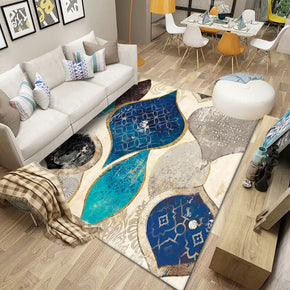 Modern Blue Pattern Rugs Polyester Carpets for Living Room Dining Room Bedroom Hall Office