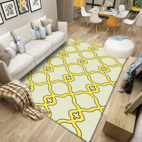Yellow Modern Geometric Striped Simple Polyester Carpets Pattern Rugs for Living Room Dining Room Bedroom Office Hall