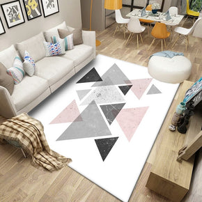 Modern Pink Grey Geometric Pattern Rugs Polyester Carpets for Bedroom Dining Room Living Room Office Hall