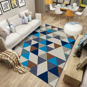 Blue Geometric Modern Pattern Rugs Polyester Carpets for Bedroom Living Room Office Hall Dining Room