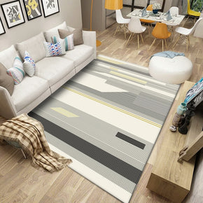 Geometric Modern Grey Pattern Rugs Polyester Carpets for Bedroom Living Room Office Hall Dining Room
