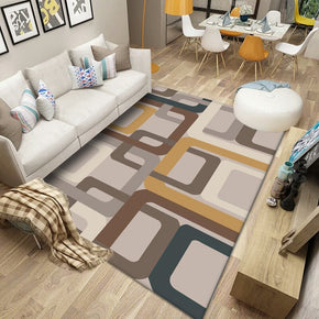 Modern Striped Geometric Pattern Rugs Polyester Carpets for Bedroom Living Room Office Hall Dining Room