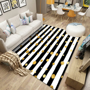 Black Striped Moroccan Geometric Modern Polyester Carpets Pattern Rugs for Bedroom Living Room Office Hall Dining Room