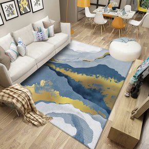 Blue Modern Rugs Pattern Polyester Carpets for Bedroom Hall Living Room Office Dining Room