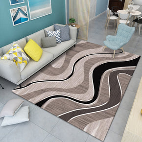 Brown Modern Pattern Rugs Polyester Carpets for Hall Living Room Bedroom Office Dining Room