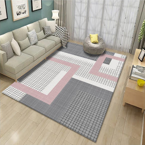 Pink Grey Moroccan Modern Pattern Rugs Geometric Polyester Carpets for Hall Living Room Bedroom Dining RoomOffice