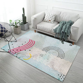 Abstract Multi-shape Pattern Modern Blue Simple Contemporary Geometric Rugs For Living Room Dining Room Bedroom