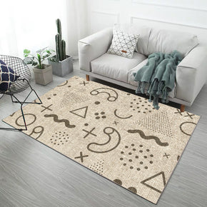 Beige Multiple Graphics Pattern Modern Simple Contemporary Geometric Rugs For Living Room Dining Room Bedroom