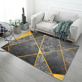 Black Yellow Lines Pattern Modern Simple Contemporary Geometric Rugs For Living Room Dining Room Bedroom