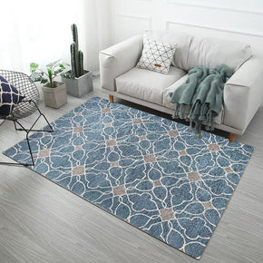 Blue Printed Pattern Modern Simple Contemporary Geometric Rugs For Living Room Dining Room Bedroom