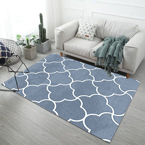 Simple Blue Printed Pattern Modern Simple Contemporary Geometric Rugs For Living Room Dining Room Bedroom