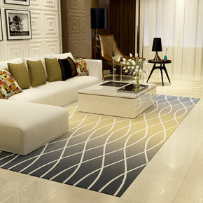 White Wavy Lines Pattern Black Modern Simple Contemporary Geometric Rugs For Living Room Dining Room Bedroom