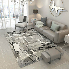 Grey White Abstract Pattern Modern Simple Contemporary Geometric Rugs For Living Room Dining Room Bedroom