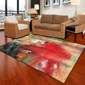 Red Green Watercolor Polyester Carpets Modern Rugs for Dining Room Living Room Hall Bedroom Office