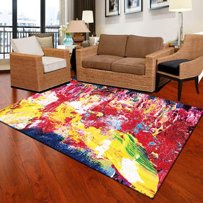 Modern Rugs Red Yellow Watercolor Polyester Carpets for Dining Room Living Room Hall Bedroom Office