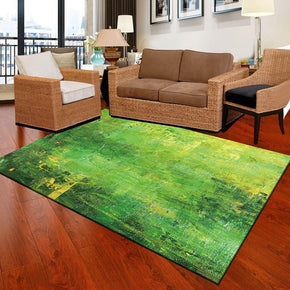 Green Watercolor Modern Rugs Polyester Carpets for Dining Room Living Room Office Hall Bedroom