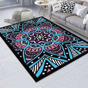 Traditional Vintage Floral Blue Simple Rugs Patterned Polyester Carpets for Dining Room Living Room Hall Bedroom Office